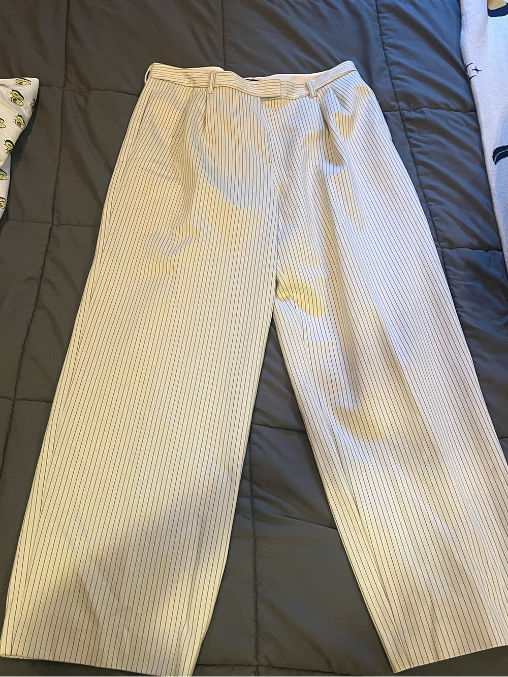 Women's  Rag & Bone Cream Pinstripe Wide-Leg Pants